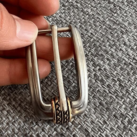 vtg craft set of 2 belt buckles‎ goldtone silvertone skinny belt supply - Picture 6 of 8